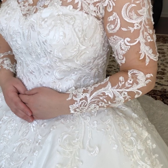 Custom Made Wedding Dress Lace Back Long Tail S M - Picture 8 of 8